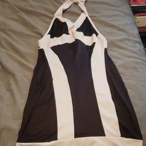 Black and white halter dress